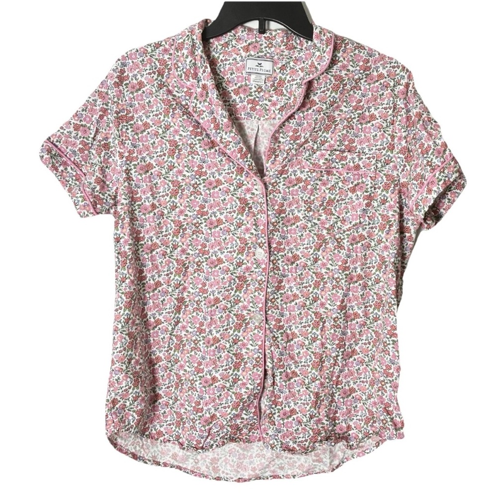 Nwot Petite Plume Pajama Top L Cotton Floral Cottagecore Loungewear Comfort Boho